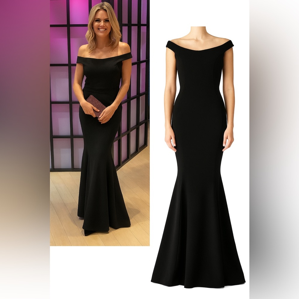 Chiara Boni La Petite Robe Black Off The Shoulder Tulip Dress